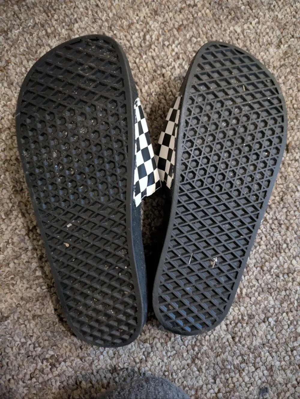Vans Men's Black & White Checker Strap Slides
